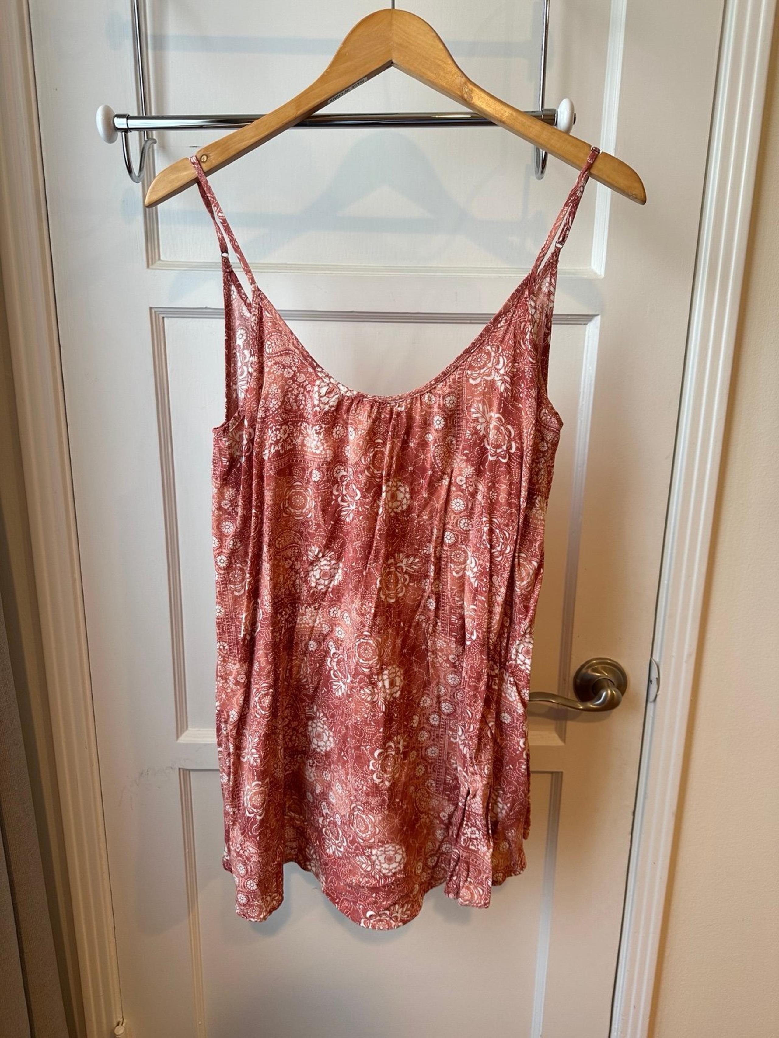 Rust Red Boho Paisley Floral Sundress / Beach Coverup, Women’s Size S