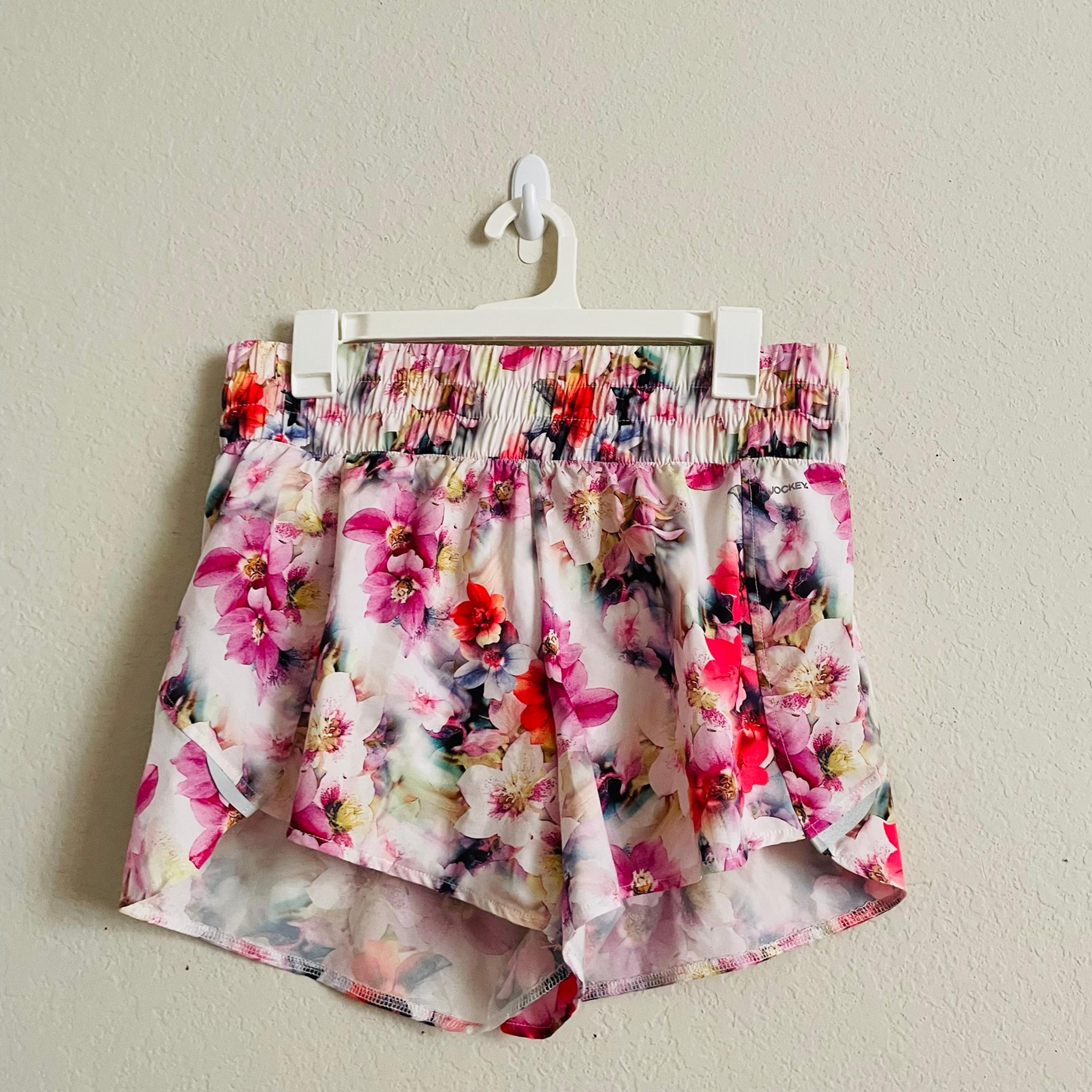 Jockey Floral Women's sporty Shorts size M underlined athletic running exercise