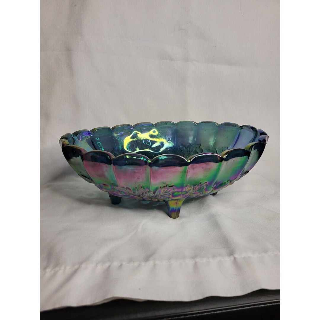 Vintage Indiana Glass Co. Harvest Grape Carnival Fruit Bowl 12.25