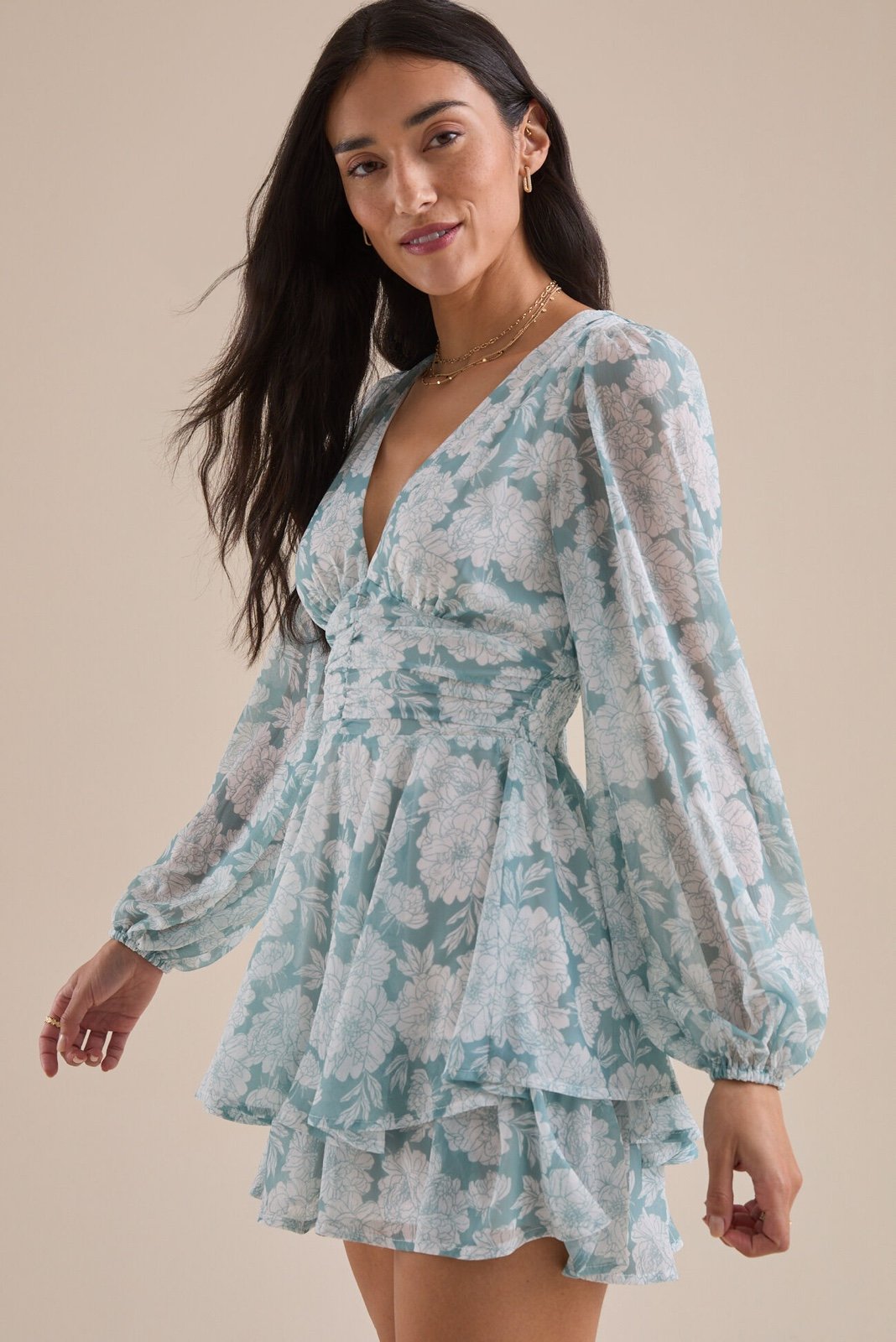 Altar'd State Jilli Floral Romper in Sage Size Small