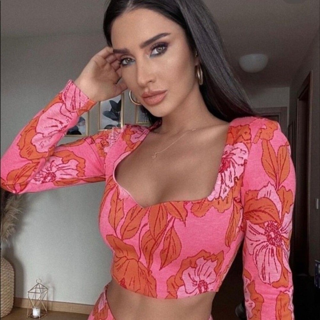 ZARA JACQUARD CROP TOP size L