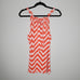 CYNTHIA ROWLEY Coral Pink White Chevron Stripe Tank Top Sz Small S