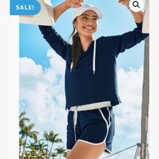 Lilly Pulitzer Trysta Knit Short & Kiawah Long Sleeve Hoodie Aegean Navy Set
