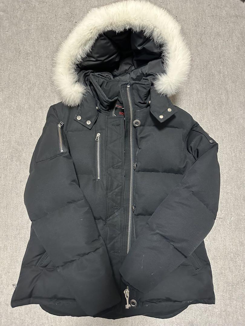 MOOSE KNUCKLES Black Down Jacket with Fur Trimmed Hood