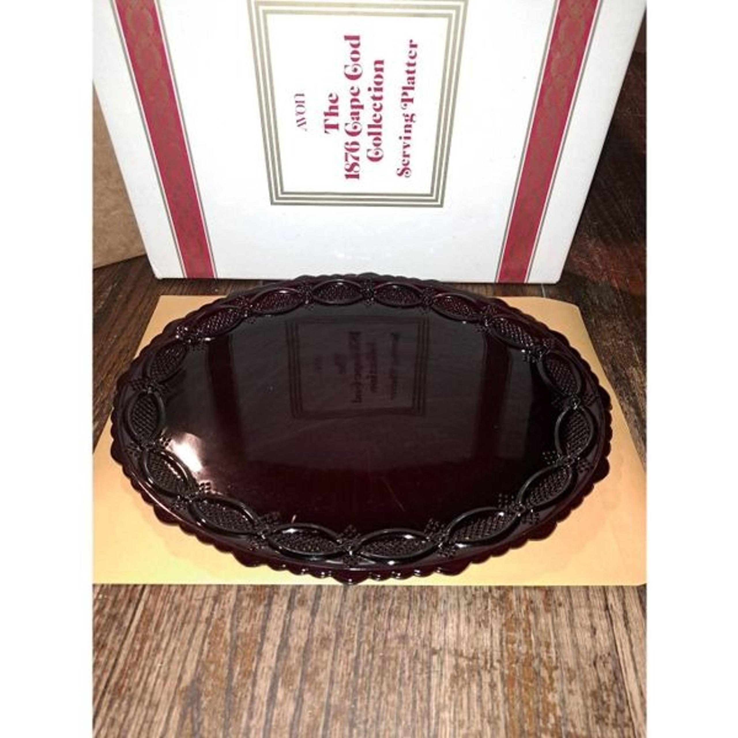 Vintage 1986 Avon Cape Cod Collection Ruby Red Cranberry Glass Serving Platter