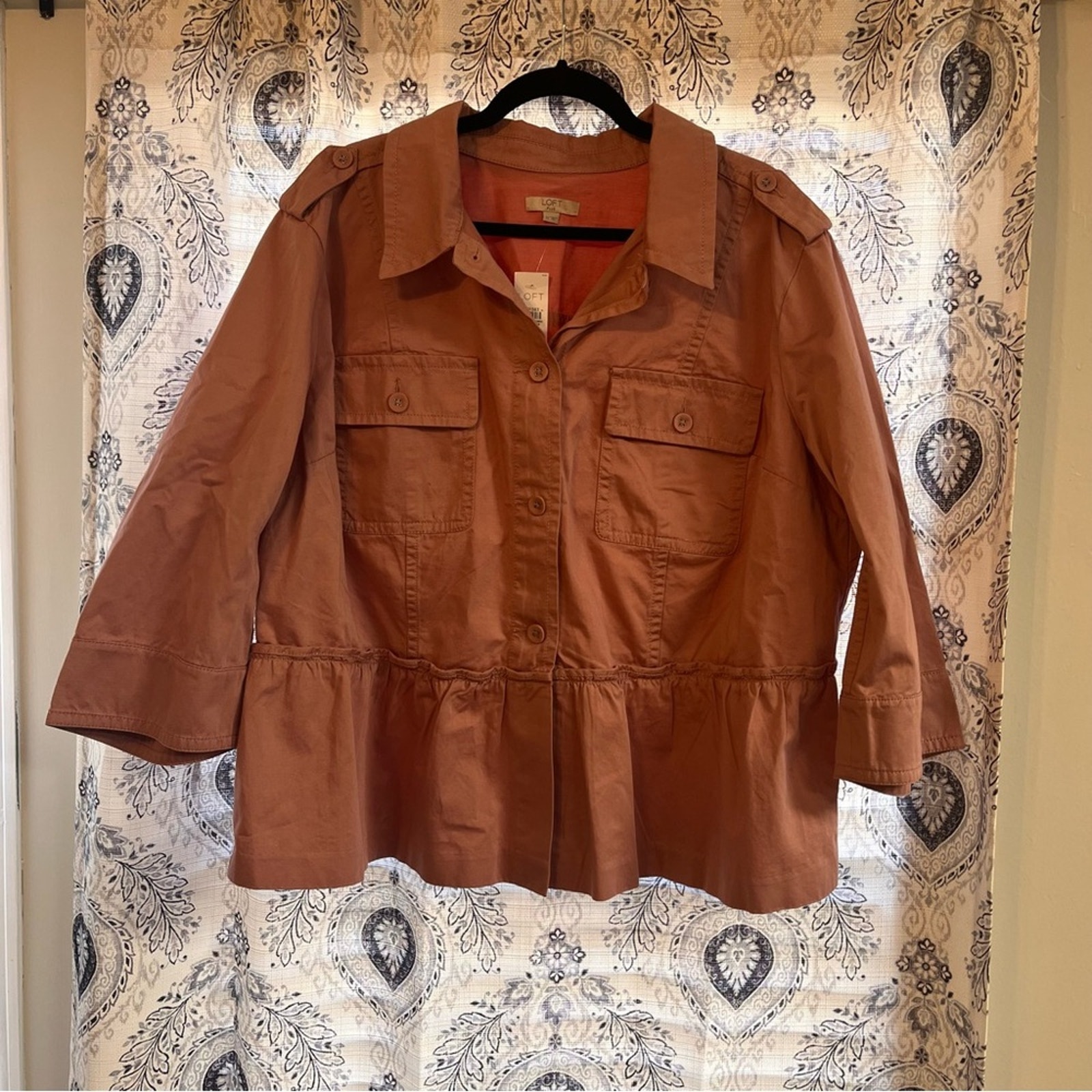 Loft Pink Button Front Jacket Size 22