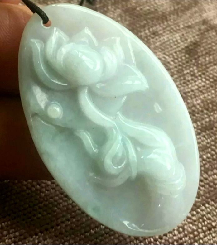 Burmese icy type A jadeite jade pendant.