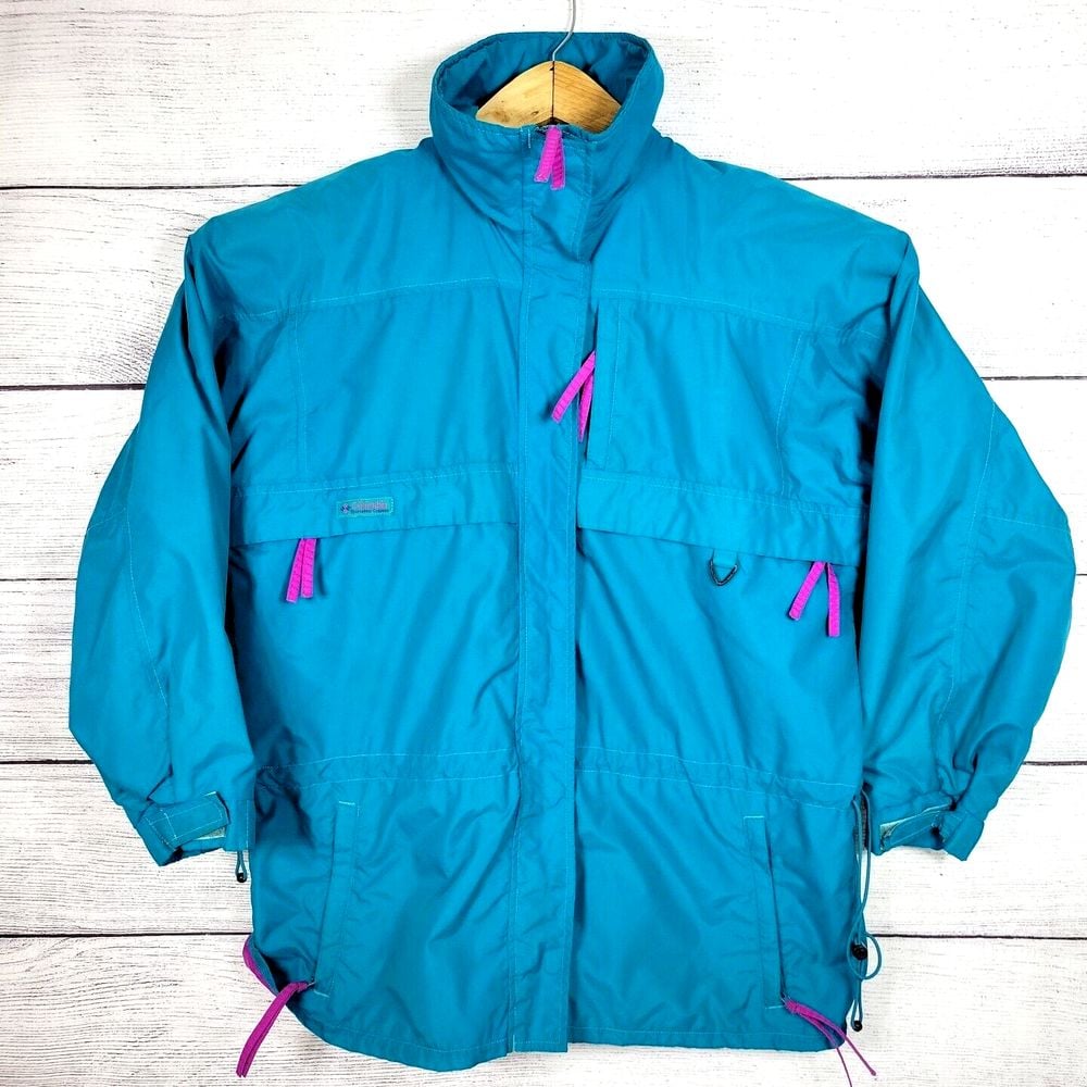 Columbia Sportswear Women's X-Large Turquoise Parka Jacket With Stand-up Collar.