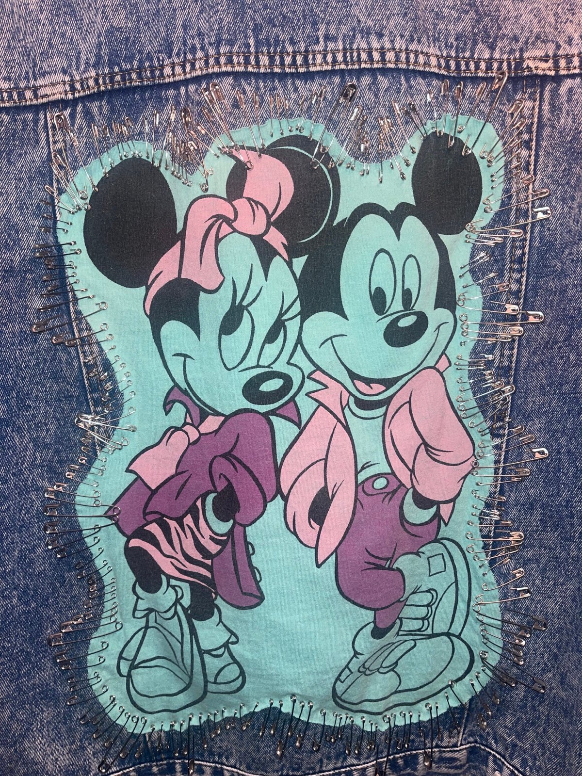 Vintage Mickey & Minnie Pinned Denim Jacket