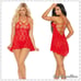 Red Lace Strappy Lingerie Babydoll & G-s