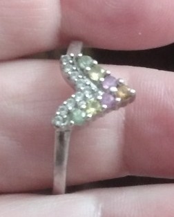 Sterling multi color topaz arrow ring. Size 9