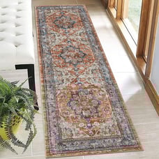 Boho Rug Runner 2x6, Non Slip Hallway Runner Rug Faux Wool Soft Fuzzy Rug, Washa