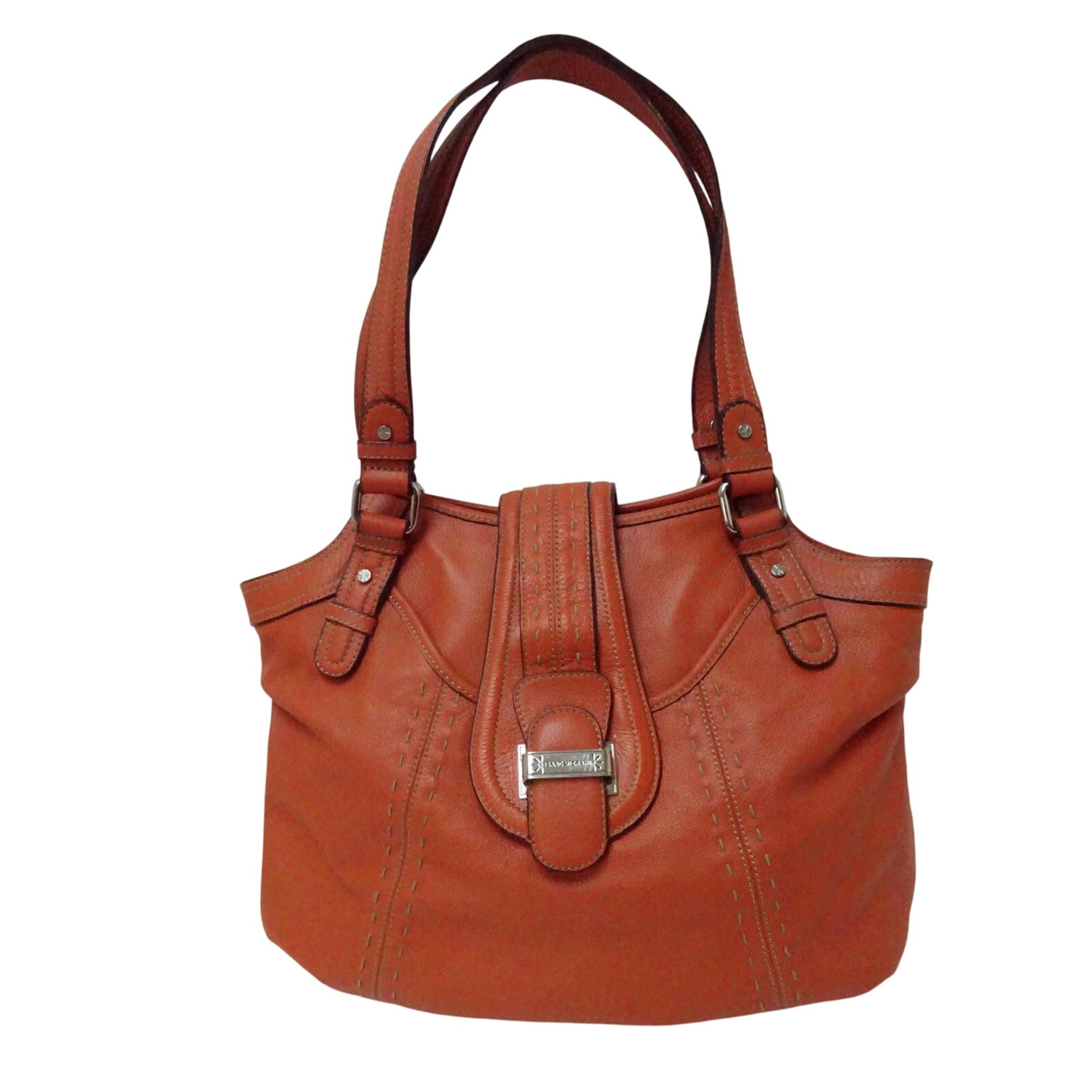 Isaac Mizrahi Orange Leather Shoulder Bag Excellent!