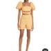 Autumn Adeigbo Orange Spot Liadan Floral Puff Sleeve Cutout Romper