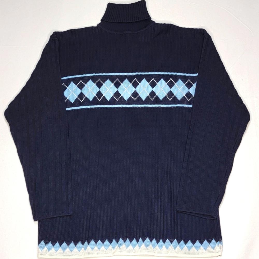 XXL Men's Navy Blue Argyle Design Sweater #0390