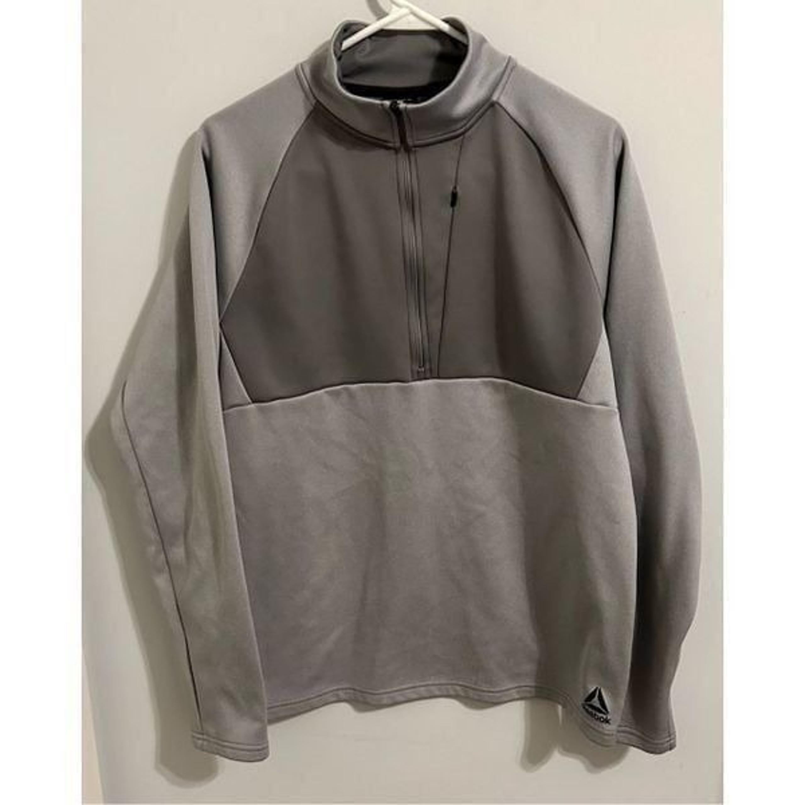 Reebok Mens Large Quarter Zip Jacket Gray Pullover Gray Athletic Sz M