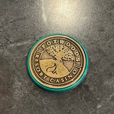 Foxwoods Casino brass magnet 1983 vintage