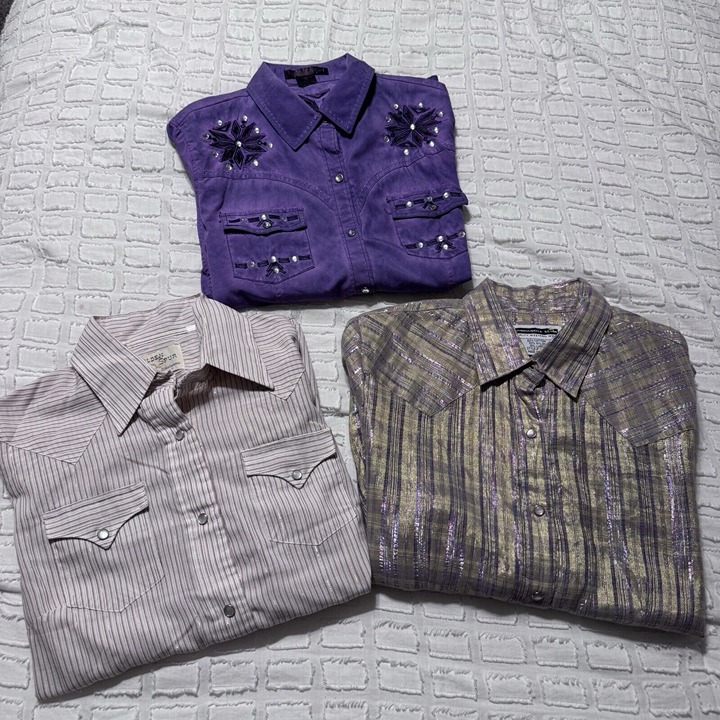 Vintage Women’s Western Pearl Snap Shirts Size Small, Bundle Of 3