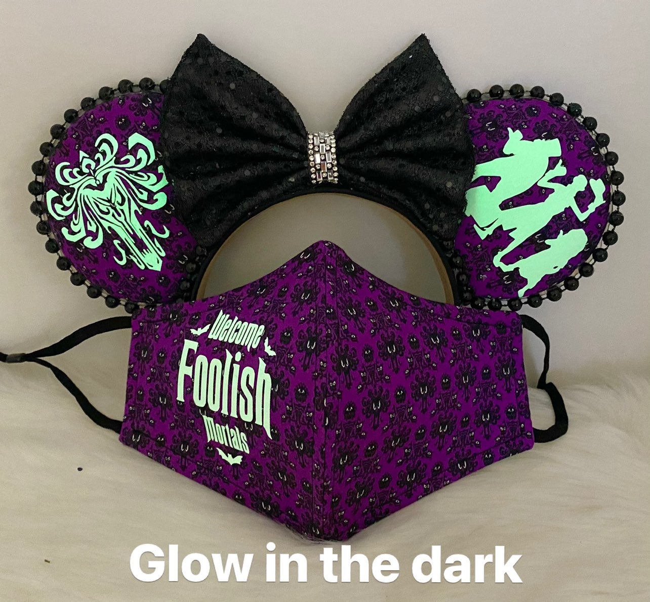 Glow Haunted Mansion Minnie ears mask