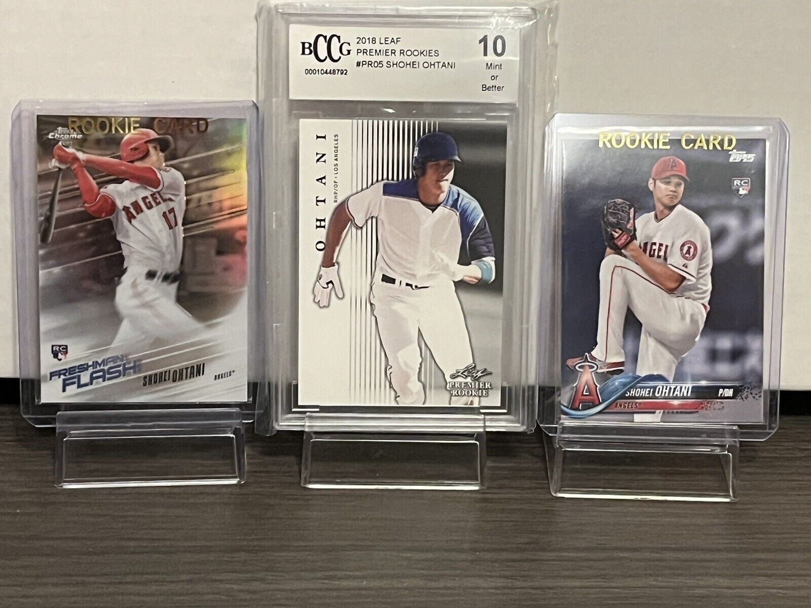 2018 SHOHEI OHTANI ROOKIE CARD X 3 GRADED 10 CHROME ROOKIE TOPPS ROOKIE GORGEOUS