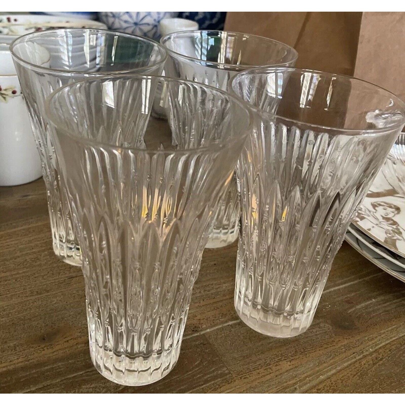 GODINGER KNIGHTSBRIDGE 4 RARE HIGHBALL TUMBLERS 6 1/4 TALL 4 WIDE 14 OZ MINT
