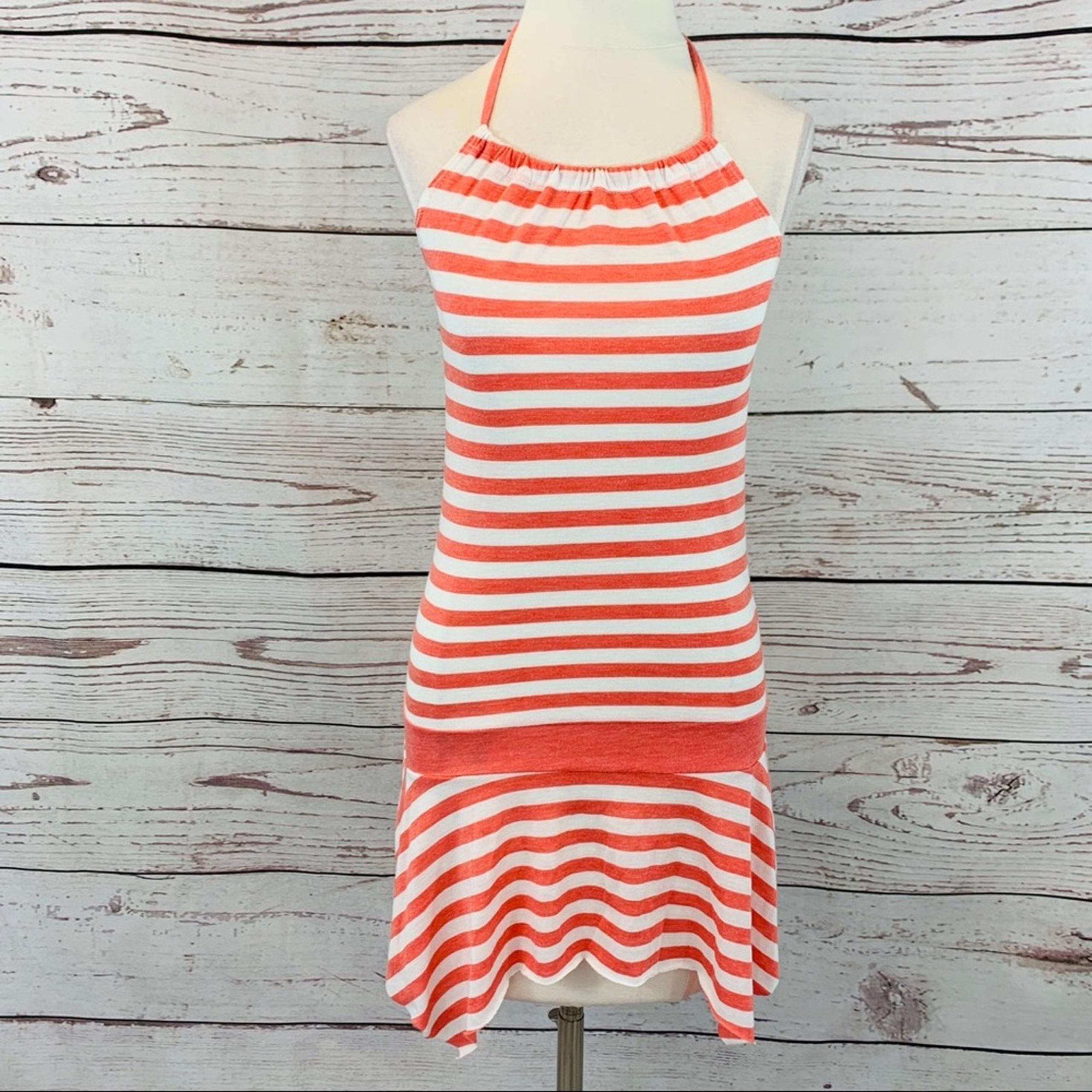 Lola peach and white stripe drop waist  summer