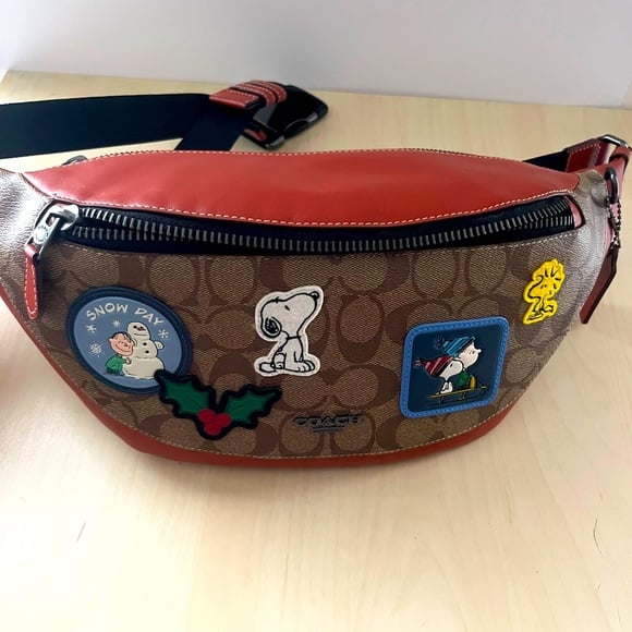 COACH X PEANUTS WARREN Belt Bag Signature Canvas w Patches CE541 NWT 450