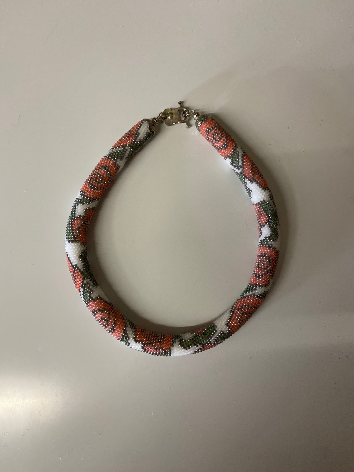 Rose Beaded crochet Necklace