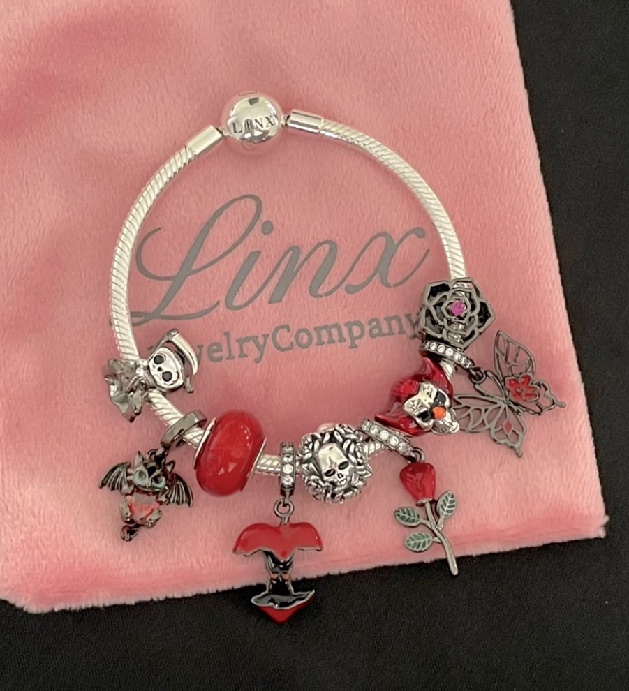 Linx Snake Chain Bracelet with Black Themed Charms