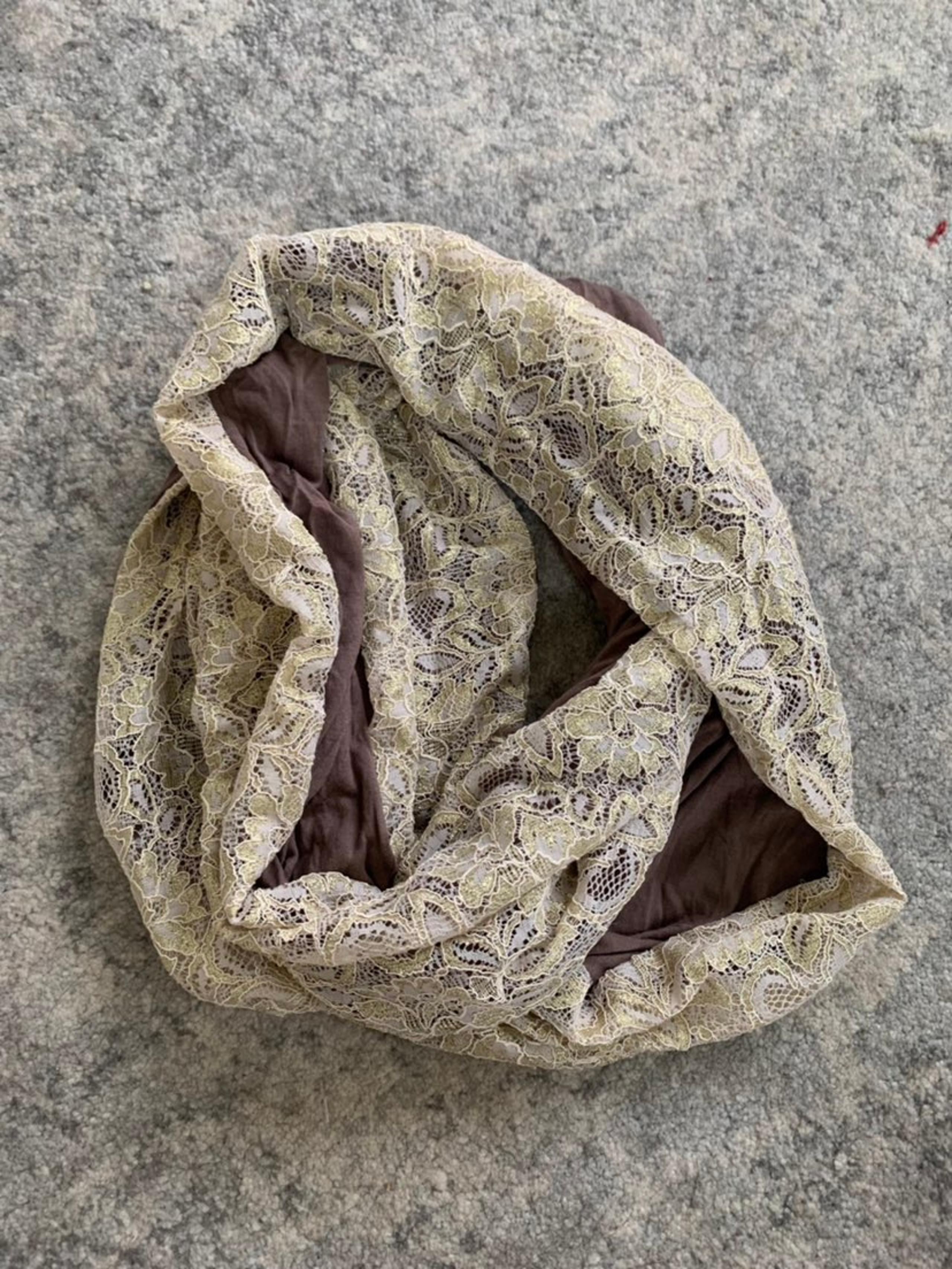 CollectionEighteen Brown and Gold Lace Infinity Scarf