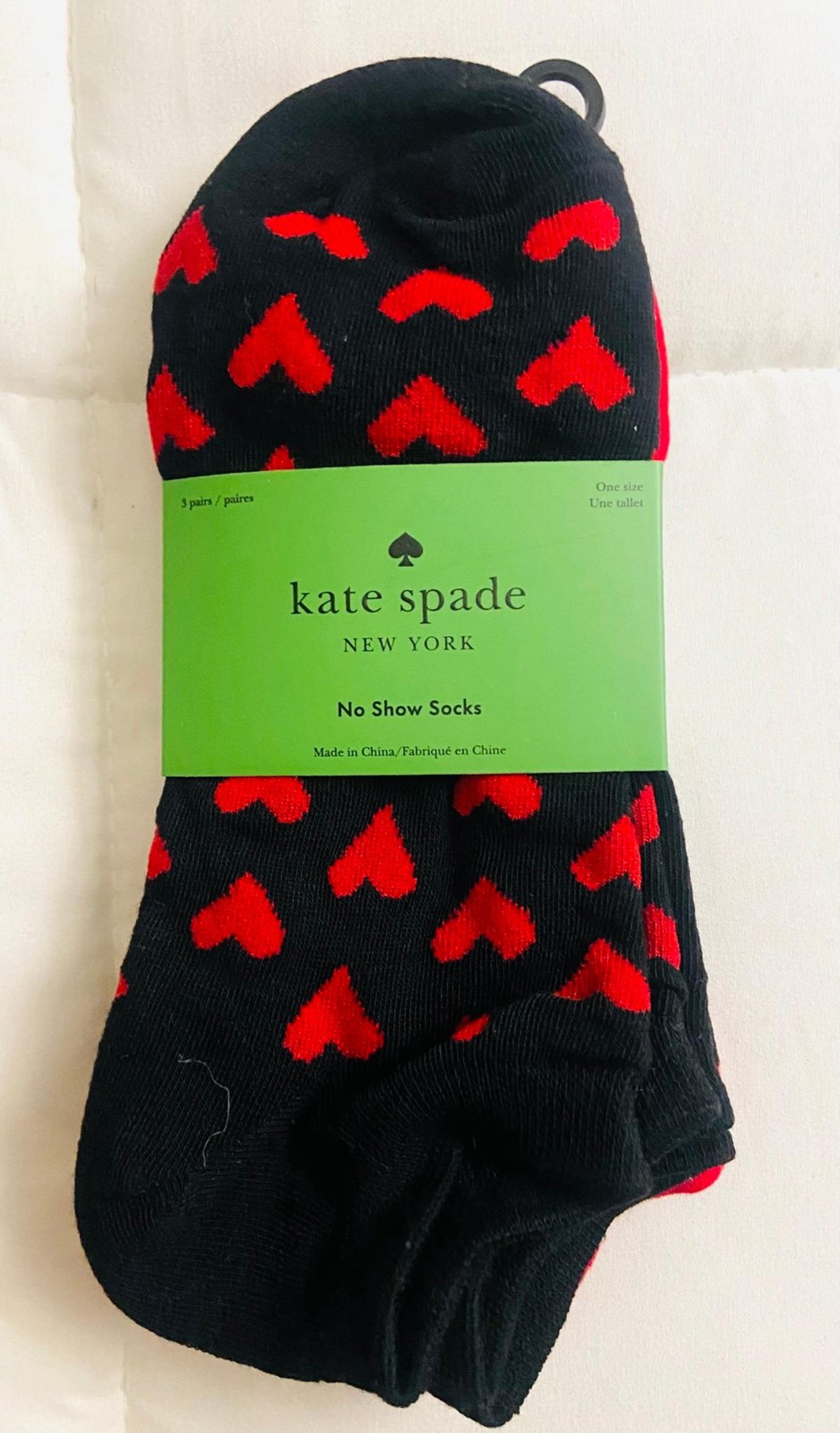 Kate Spade NY Women's No Show Socks 3 Pairs Polka Dot Hearts Valentine’s NWT