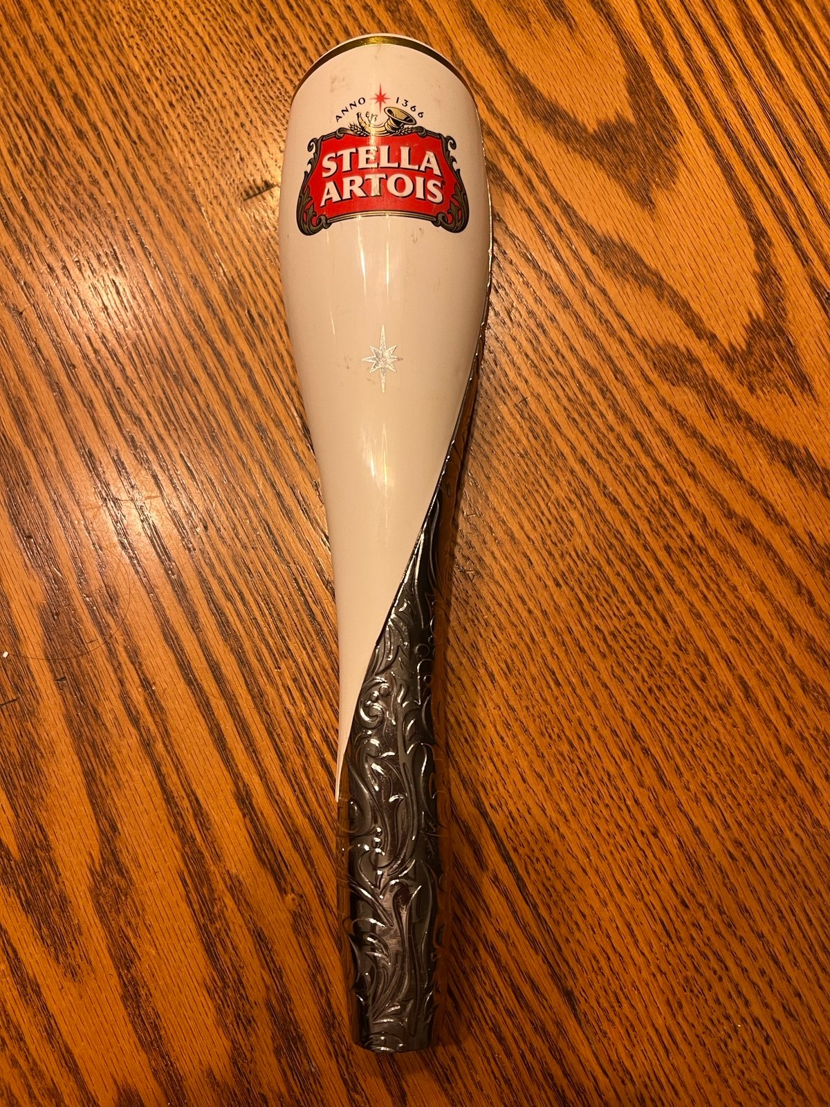 Stella Artois Belgium Beer Tap Handle 11.75 Inch Topper White Chrome