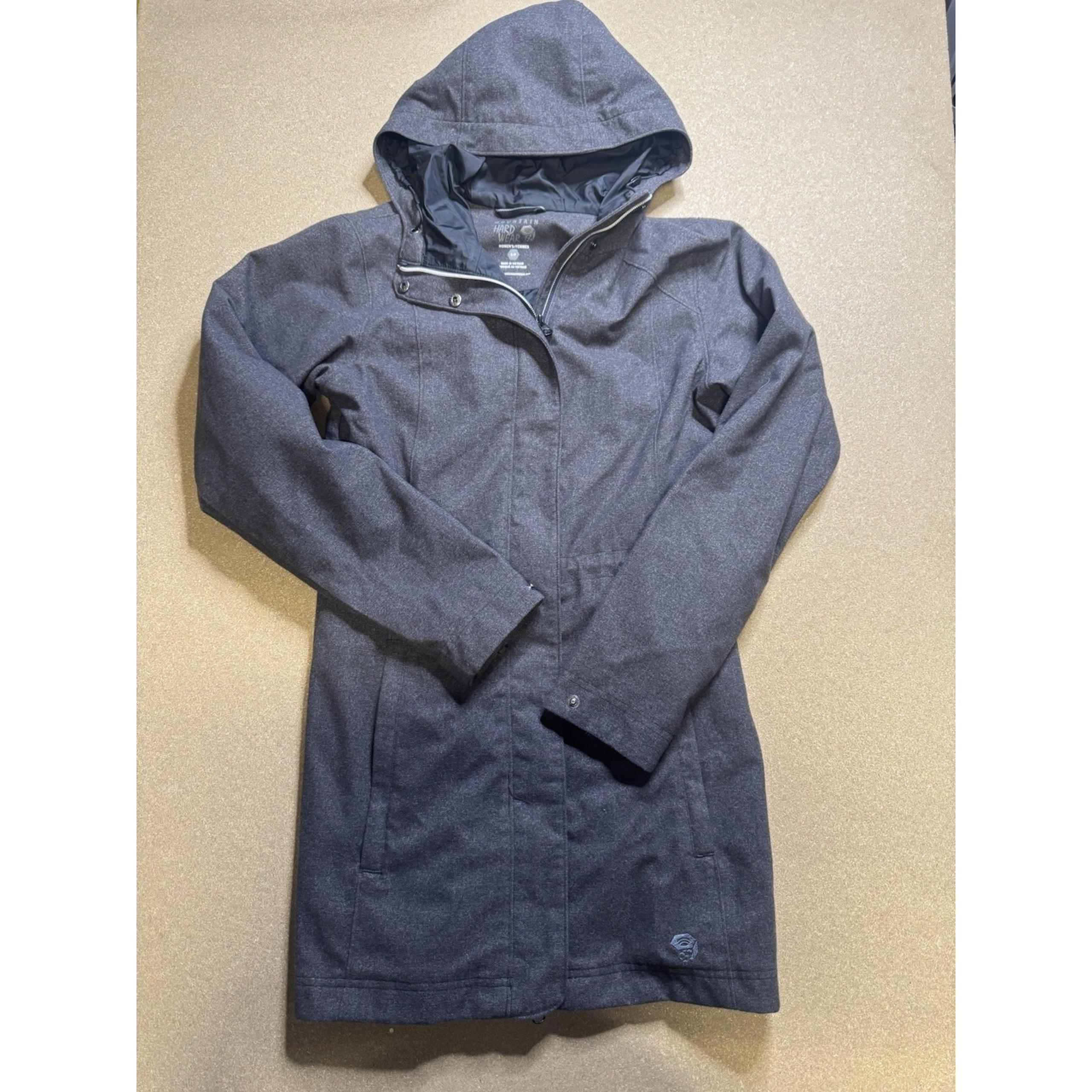 Mountain Hardwear Raincoat Womens S\p  Grey Waterproof Dry Q Evap Coat Hood $120