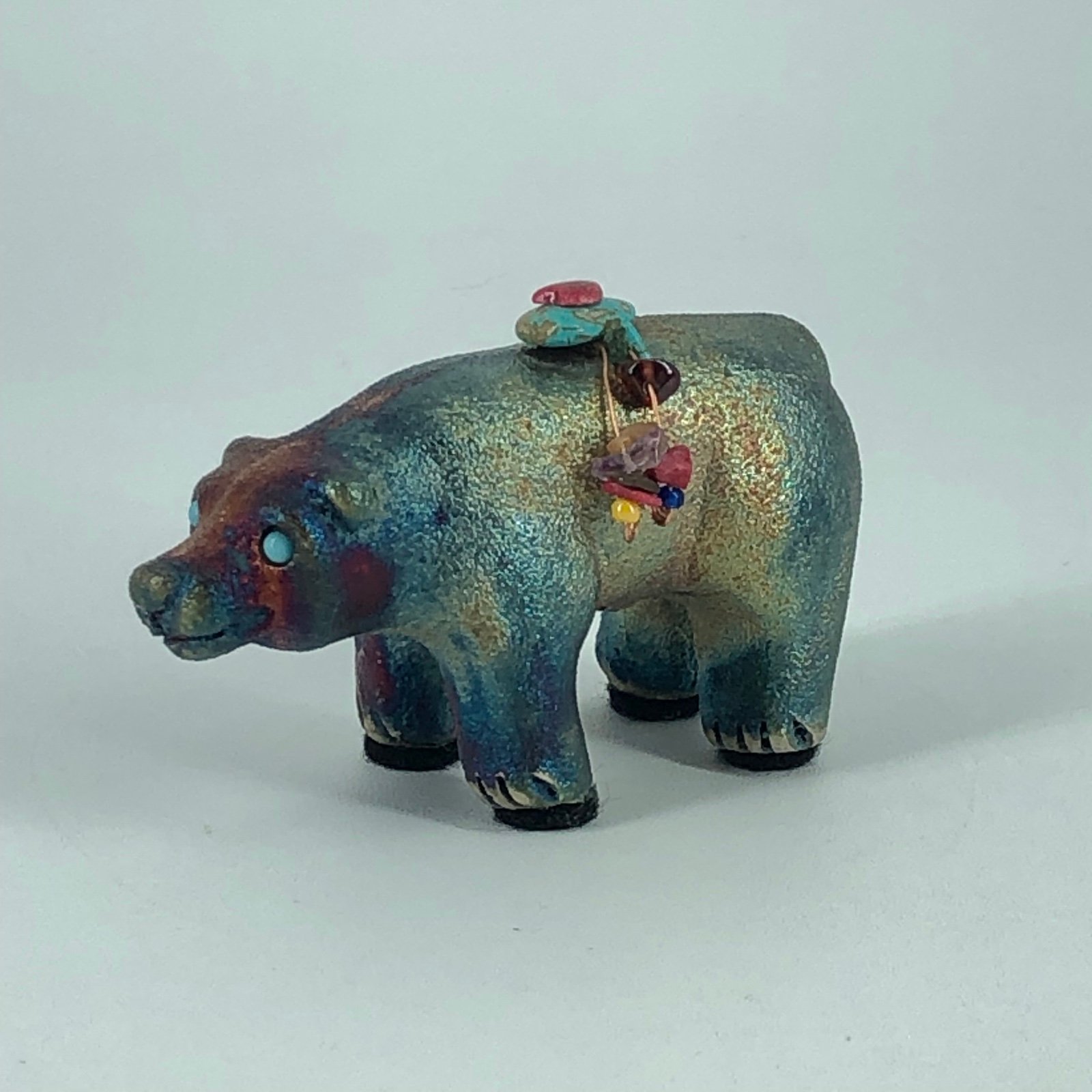 Miniature Raku Pottery Mini Spirit Friend Fetish Bear Figurine