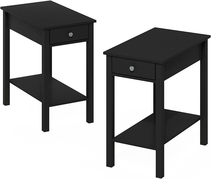 Set of 2, Classic Rectangular Side Table with Drawer-gfds6