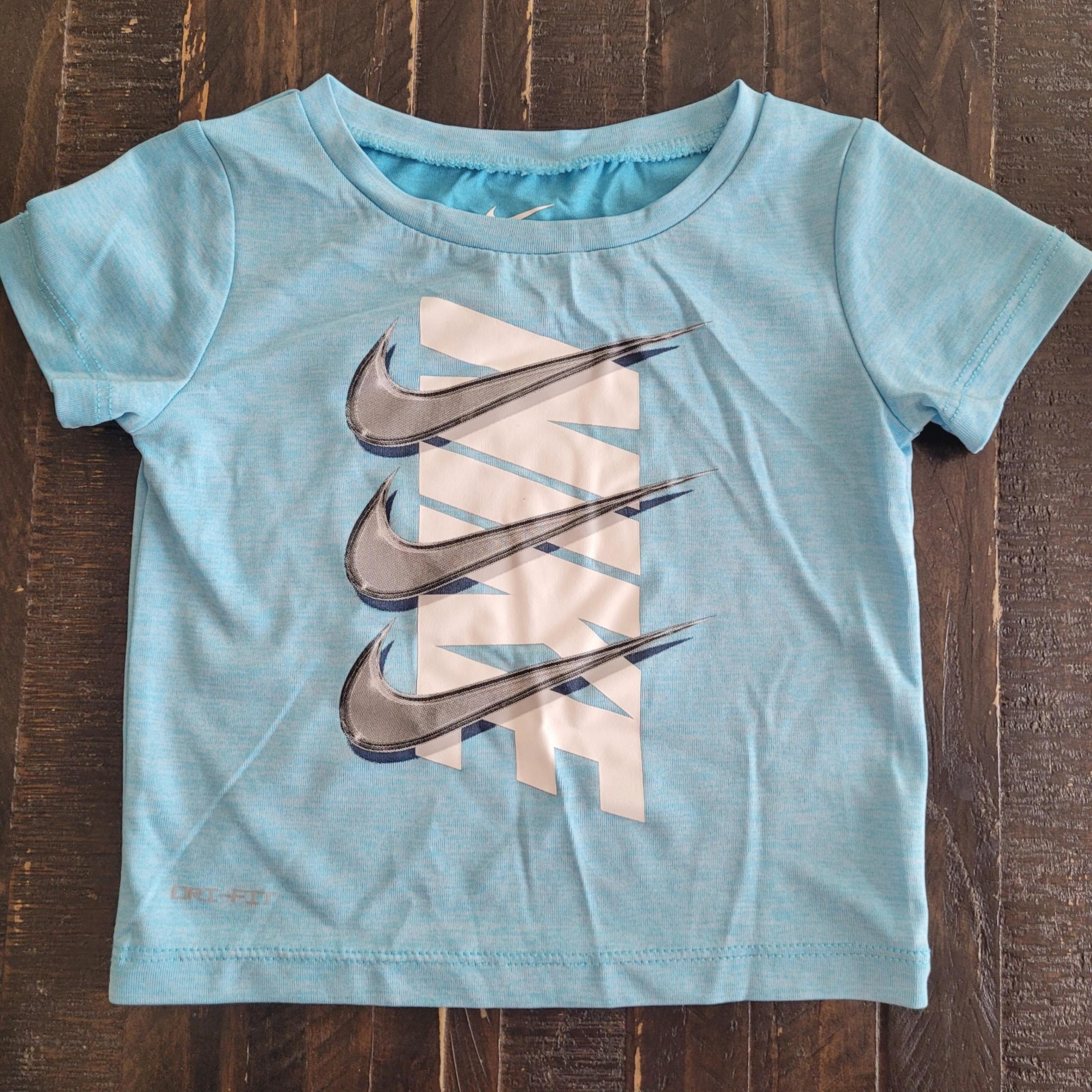 Nike Dri-Fit Baby Boy T-Shirt  Aqua Blue Black Size 12M