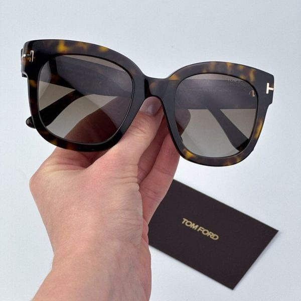 Tom Ford Women Havana Brown Square BRAND NEW Sunglasses BEATRIX FT0613/S 52H