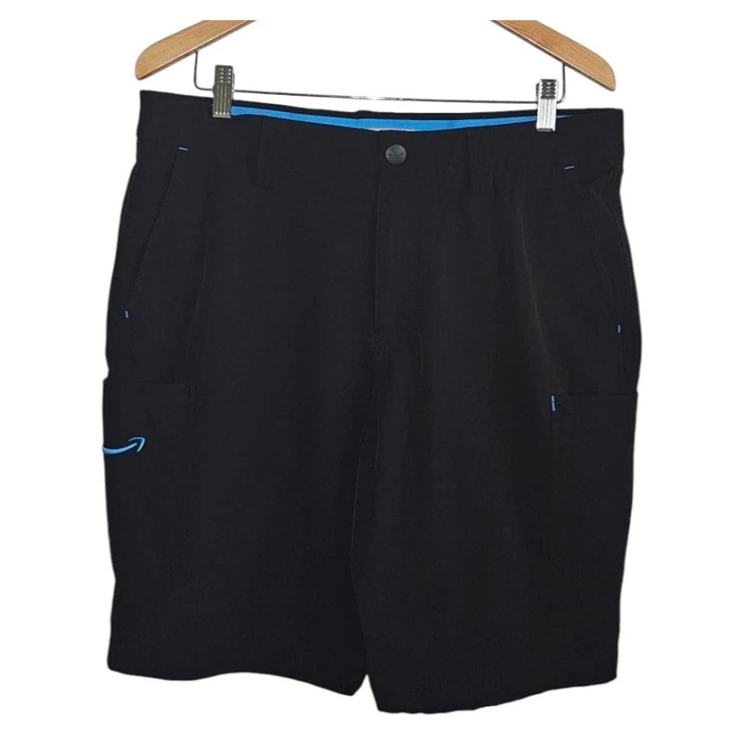 Amazon Luly Yang Delivery Cargo Shorts Black Flat Front Stretch Mens Lg (34-37)