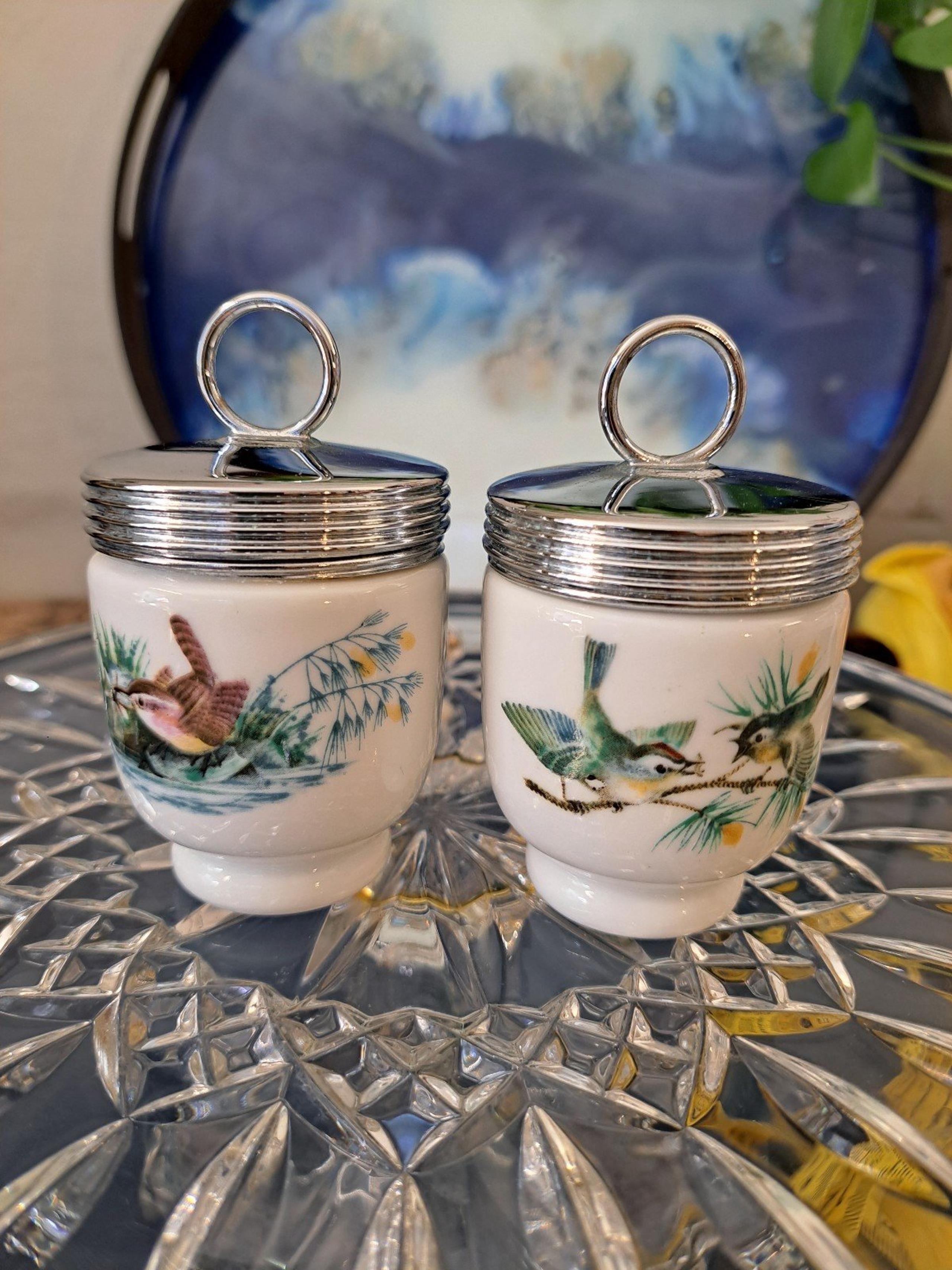 Vintage Royal Worcester Porcelain Egg Coddler & Lid set of 2