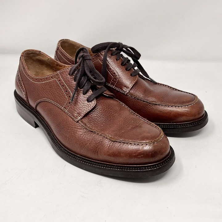 Johnston & Murphy Moc Toe Brown Textured Leather Lace Up Casual Shoe Size 9.5