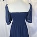 Aritzia Wilfred Laken Dress in Navy Blue Smocked Chiffon Size M