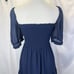 Aritzia Wilfred Laken Dress in Navy Blue Smocked Chiffon Size M