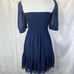 Aritzia Wilfred Laken Dress in Navy Blue Smocked Chiffon Size M