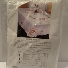 Jabara Embroidered Tablecloth Bunny Easter Basket 66 X 83 Oblong New Open Pack