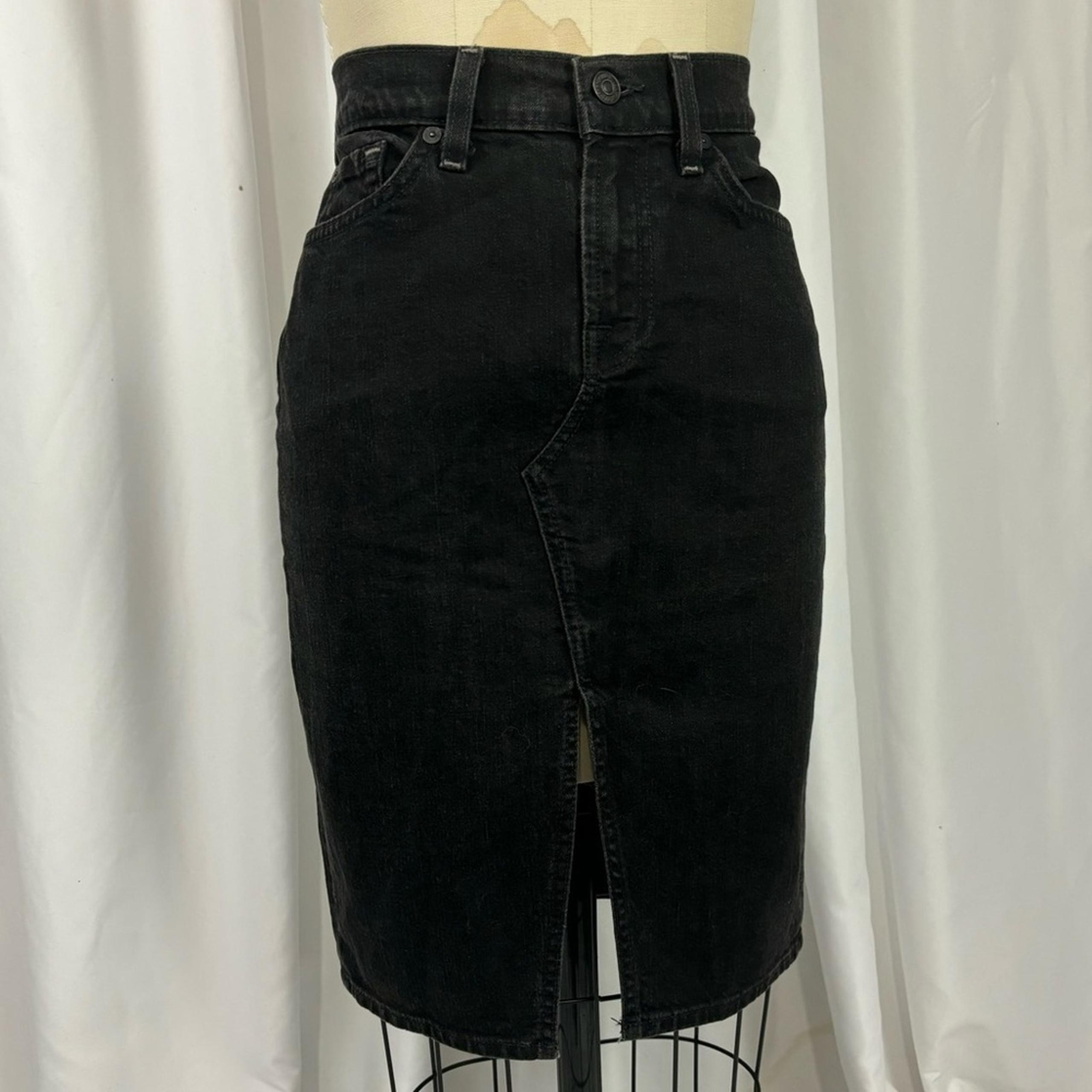 7 for all Mankind Black Denim High Waist Jean Skirt 29 Medium