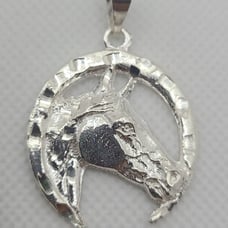 Horse Shoe & Horse Head Pendant Sterling Silver 9.25