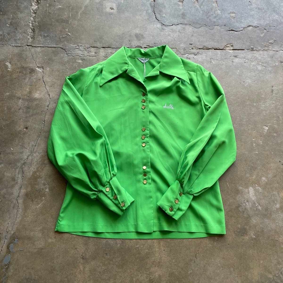 VTG 60s Bowling Shirt Style Pearl Snap Shirt w/ Chain Stitch Embroidery