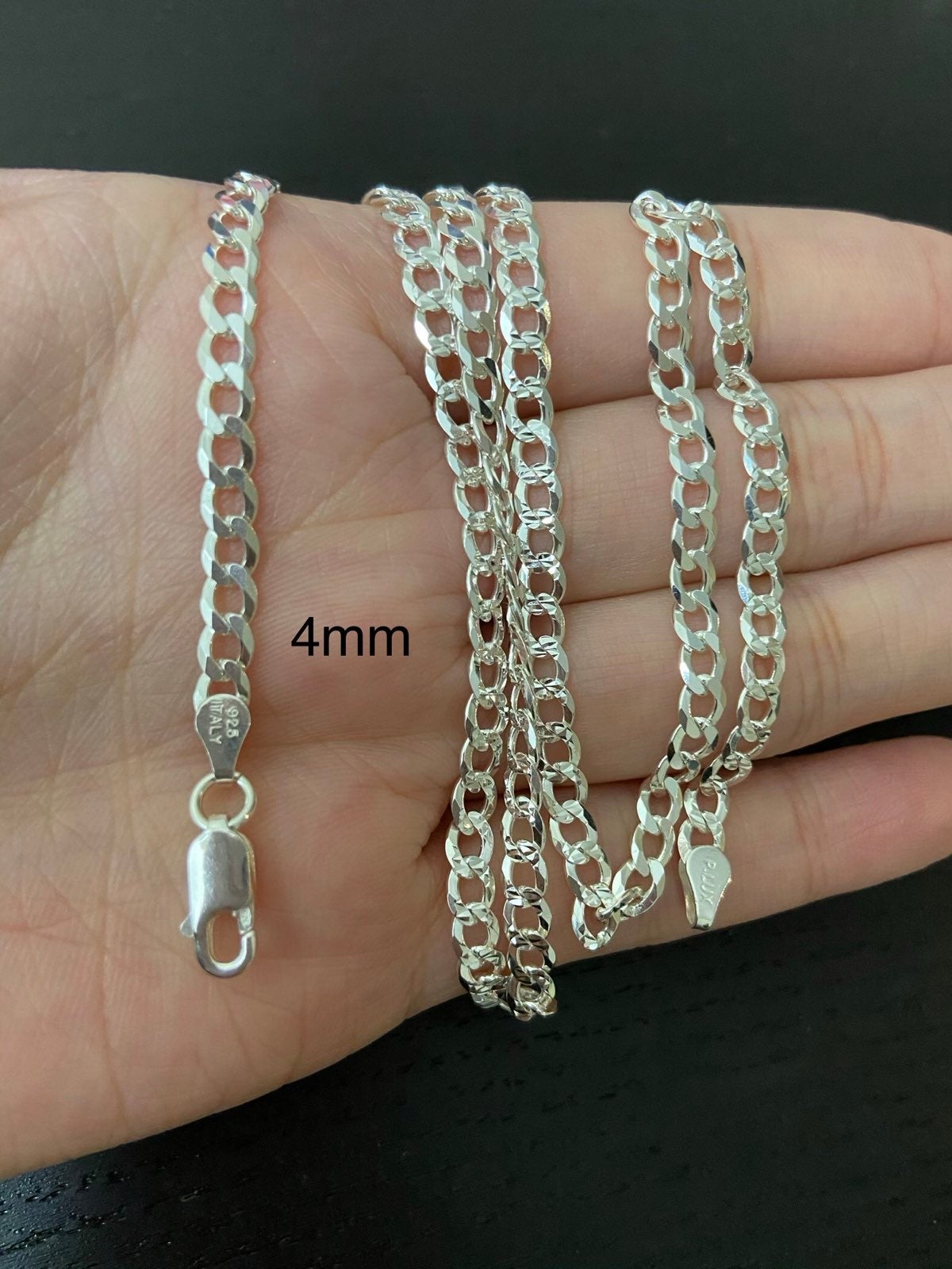 14k white gold diamond cut cuban chain