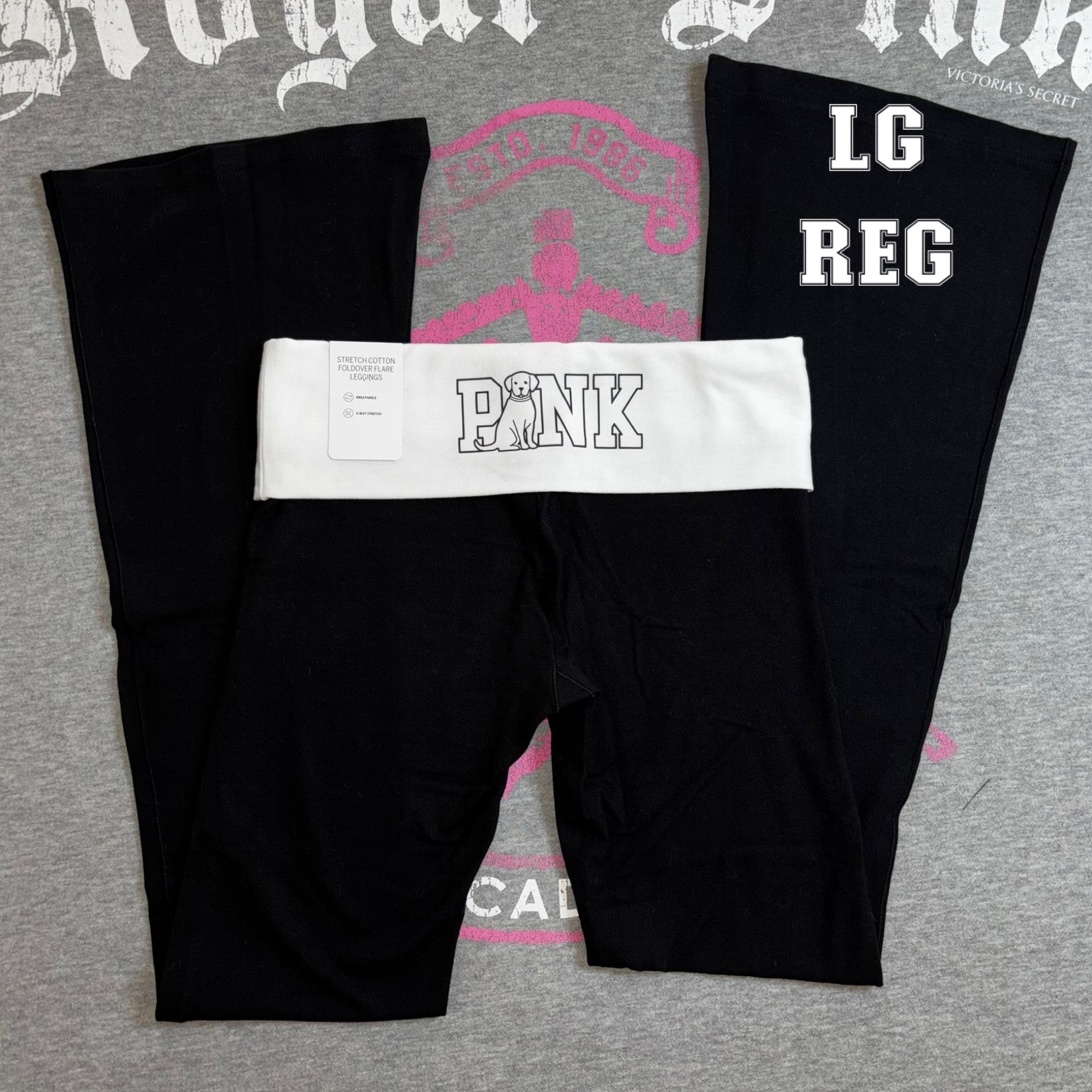NEW! VS PINK Limited Edition Spring Break Midnight Foldover Flare Legging - LG R