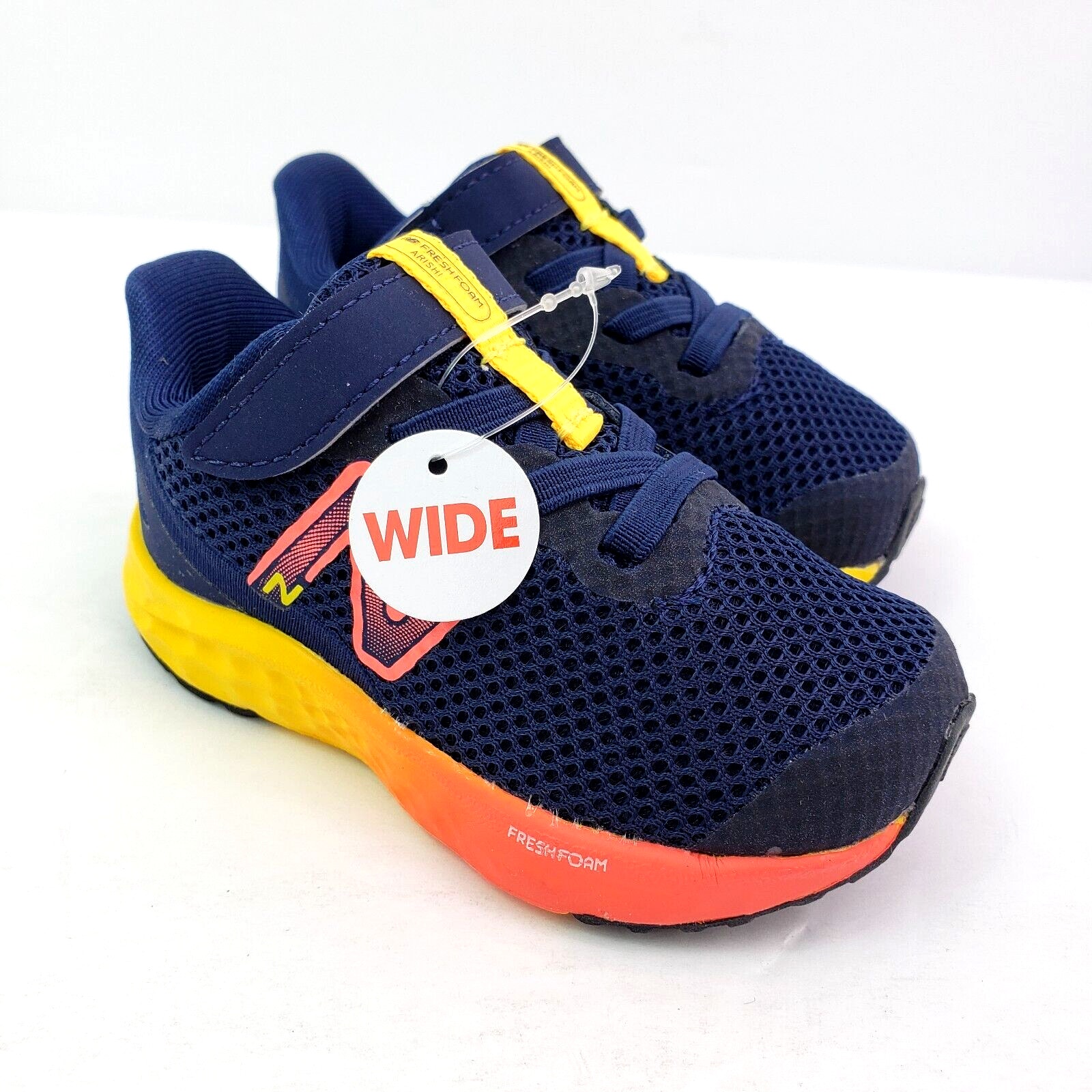 New Balance Fresh Foam Arishi v4 Baby Toddler Size 4c Wide Blue Red Sneaker Shoe